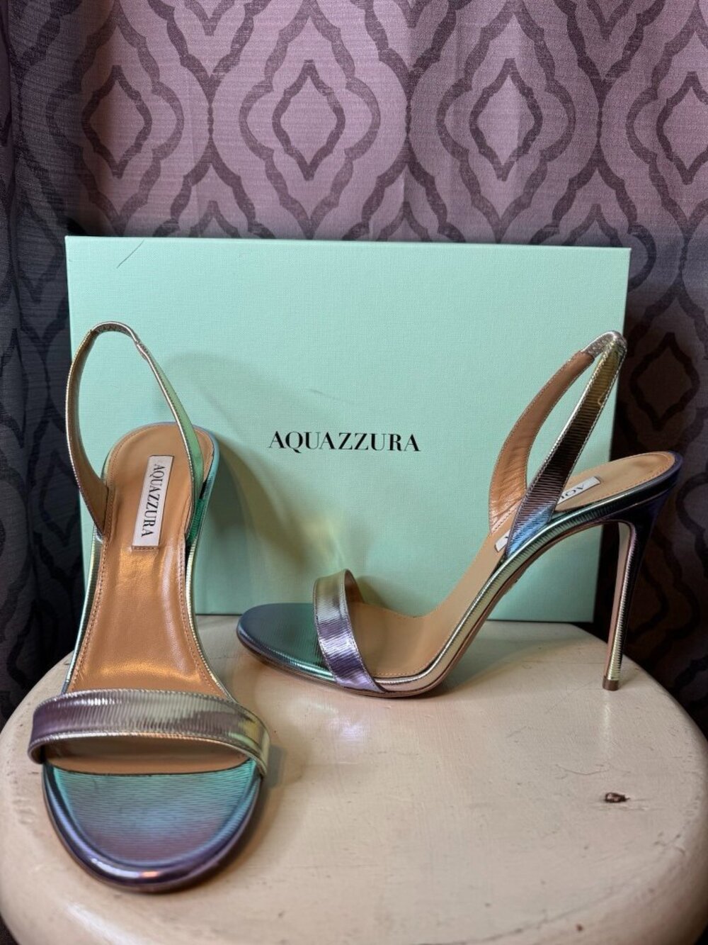 Aquazzura Sandal Heels SNUHIGSO-VRS-MDW Meadow Metallic